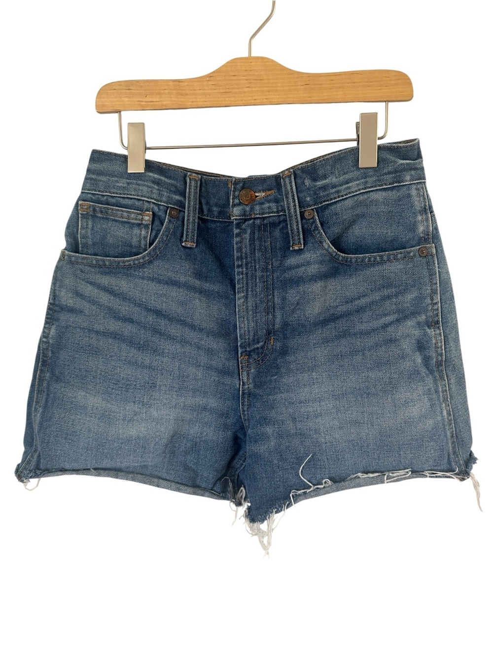 Madewell Blue High-Rise Perfect 3" Denim Cutoff Shorts size 25 festival rodeo